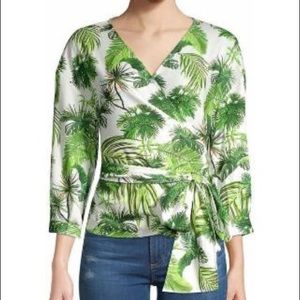 Lea & Viola Tropical Print Wrap Top
